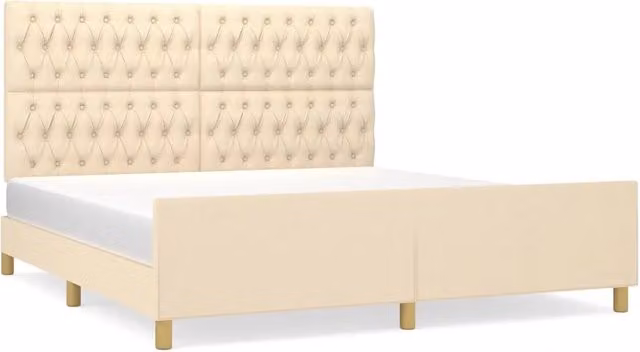 Letto matrimoniale | Letto per adulti | Giroletto senza Materasso Crema 180x200 cm in Tessuto