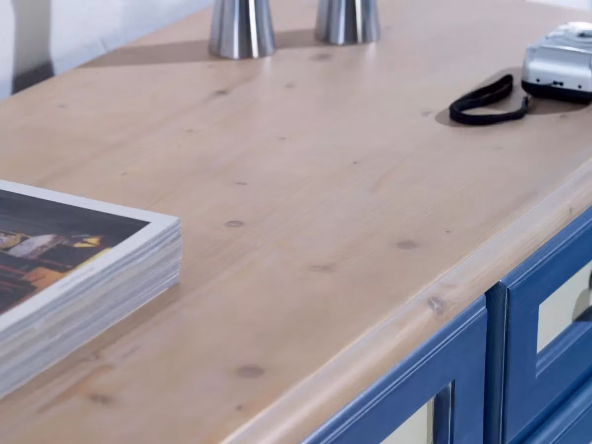 Comò con 5 cassetti in legno di abete Mobili 2G blu e miele L: 102 cm, P: 48 cm, H: 90 cm – 3