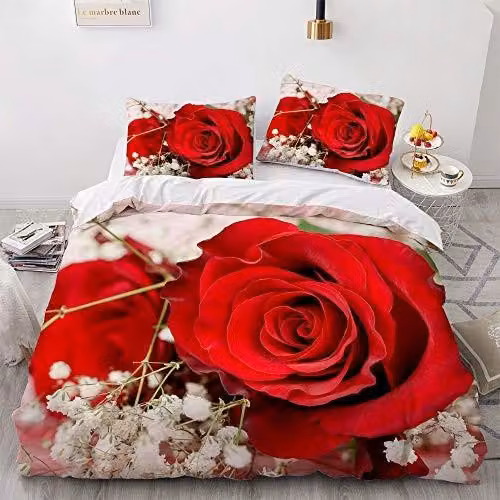 Set di lenzuola con copripiumino 3D "Rozen" per camera da letto, dimensioni 200x200 cm