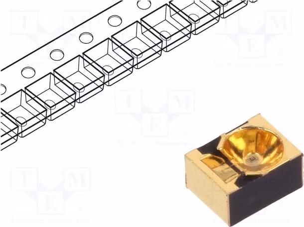 1 x Trasmettitore a infrarossi, lunghezza d'onda 950 nm, tensione 1,6 ÷ 2,4 V, LED a infrarossi SMD SFH 4641, potenza 55 mW, corrente 70 mA, angolo di emissione 10°, trasparente
