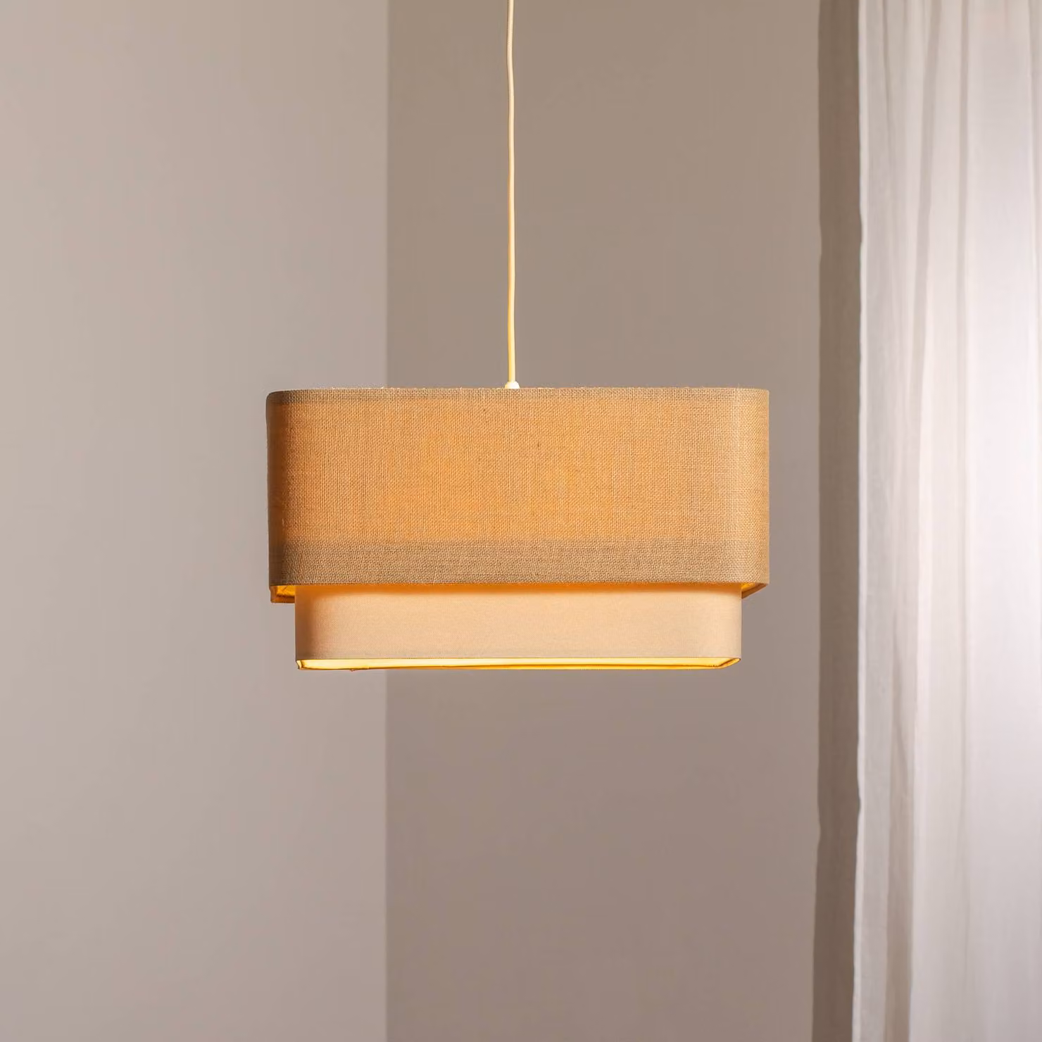 Lampada a sospensione Kwadro Duo Maco Design, dimmerabile, Soggiorno / Sala da pranzo, Tessuto / Stoffa / Seta, Lampada a sospensione