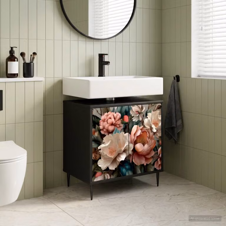 Mobile da bagno moderno vidaXL BORNE Rovere Nero L: 60 cm, P: 40 cm, H: 61 cm