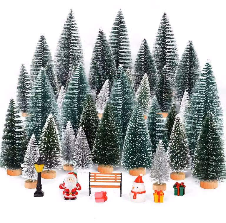 Set di mini alberi di Natale, 18 pezzi, albero di abete artificiale, decorazione da tavola