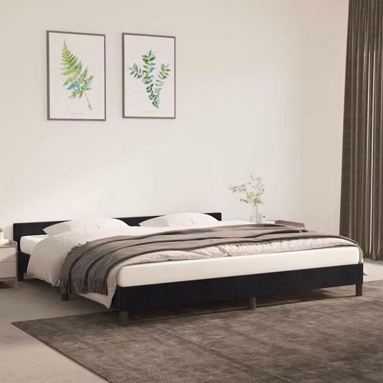 vidaXL Giroletto in Velluto Nero con Struttura Imbottita L/P: 200 x 200 cm