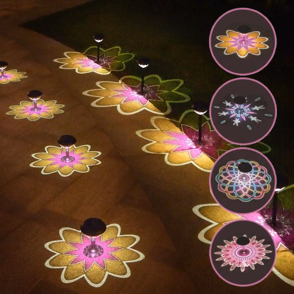 6 luci da giardino solari, grado di protezione IP65, con proiezione, dimensioni 33x11 cm, colore nero