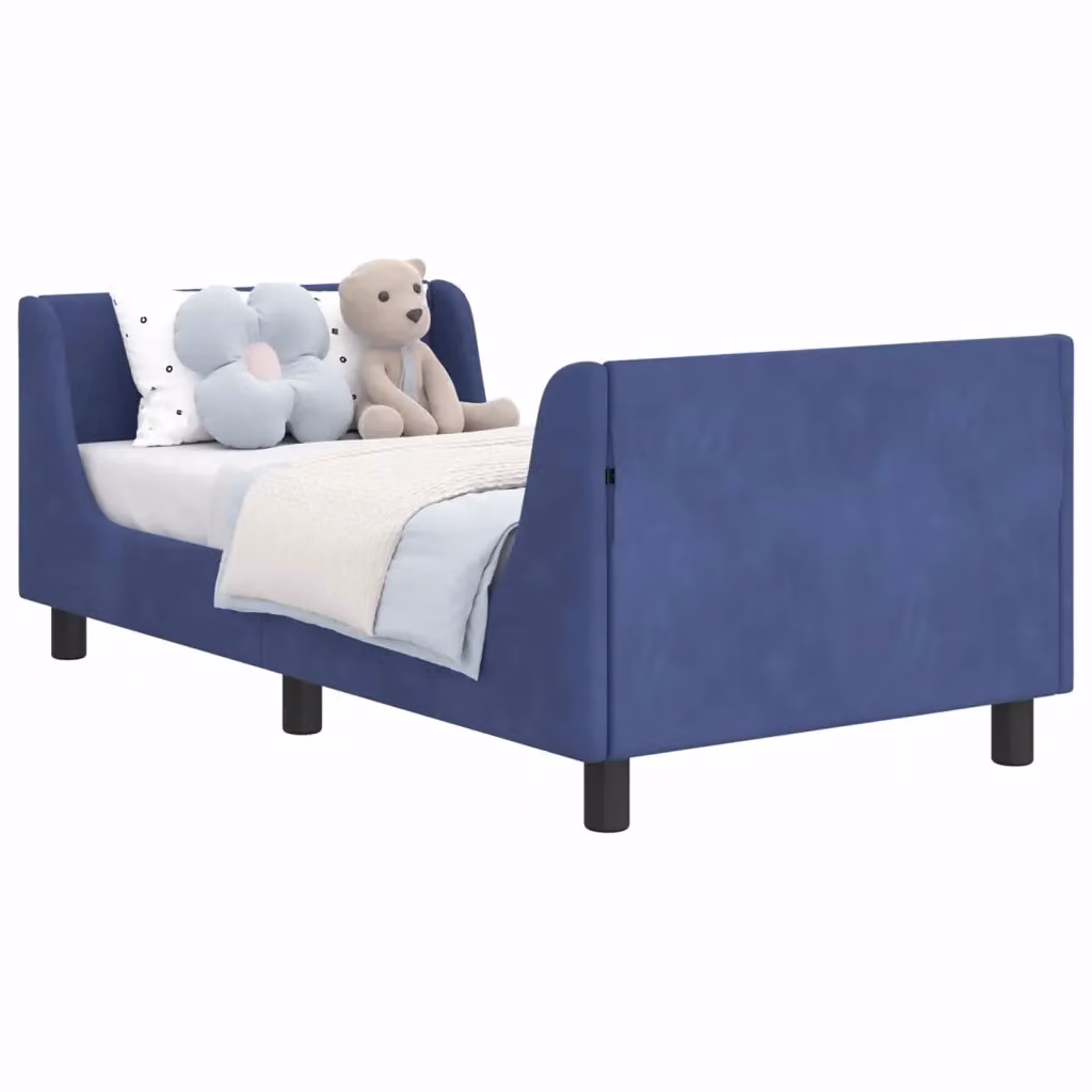 Struttura letto per bambini vidaXL in legno e velluto blu con testata imbottita L/P/H: 160 x 80 x 86 cm – 2