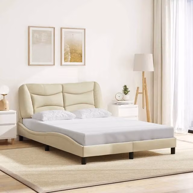 Giroletto senza Materasso-Struttura Letto Hvar Crema 140x200 cm in Tessuto