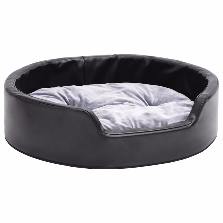 Lettino per Cani Nero e Grigio 69x59x19 cm Peluche e Pelle finta