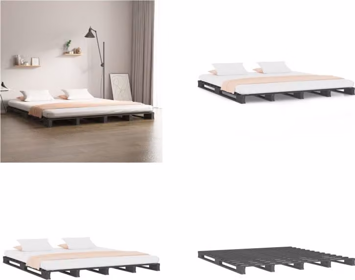 vidaXL Letto pallet grigio 120x200 cm in pino massiccio - Letto pallet - Letti pallet - Letto pallet - Letti pallet