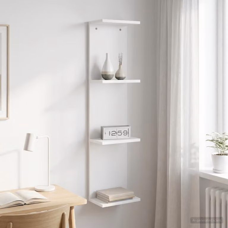 Scaffale da parete moderno vidaXL in MDF bianco L 25 cm x P 15 cm x H 100 cm