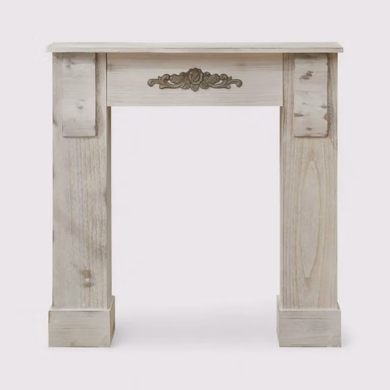 Ailanto - Cornice camino decorativa grigia in stile shabby