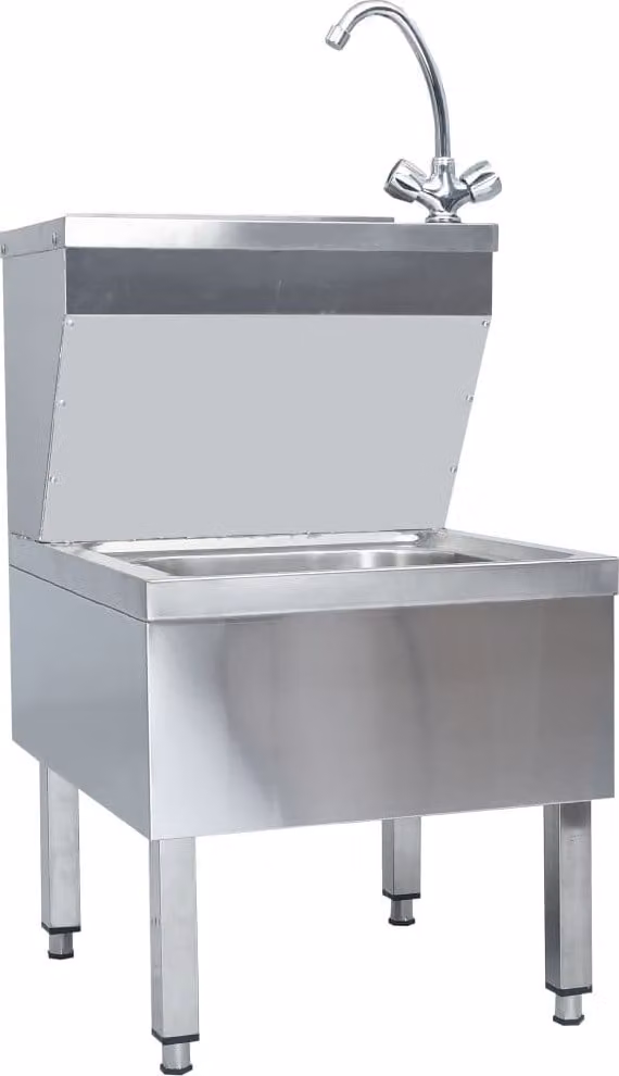 Lavandino Commerciale con Rubinetto da Pavimento Acciaio Inox
