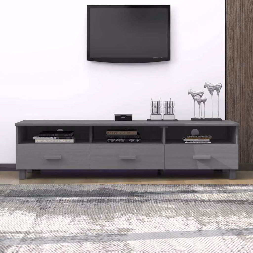 Mobile TV Hamar vidaXL Grigio Scuro in Legno di Pino e MDF L/P/H: 158 x 40 x 40 cm