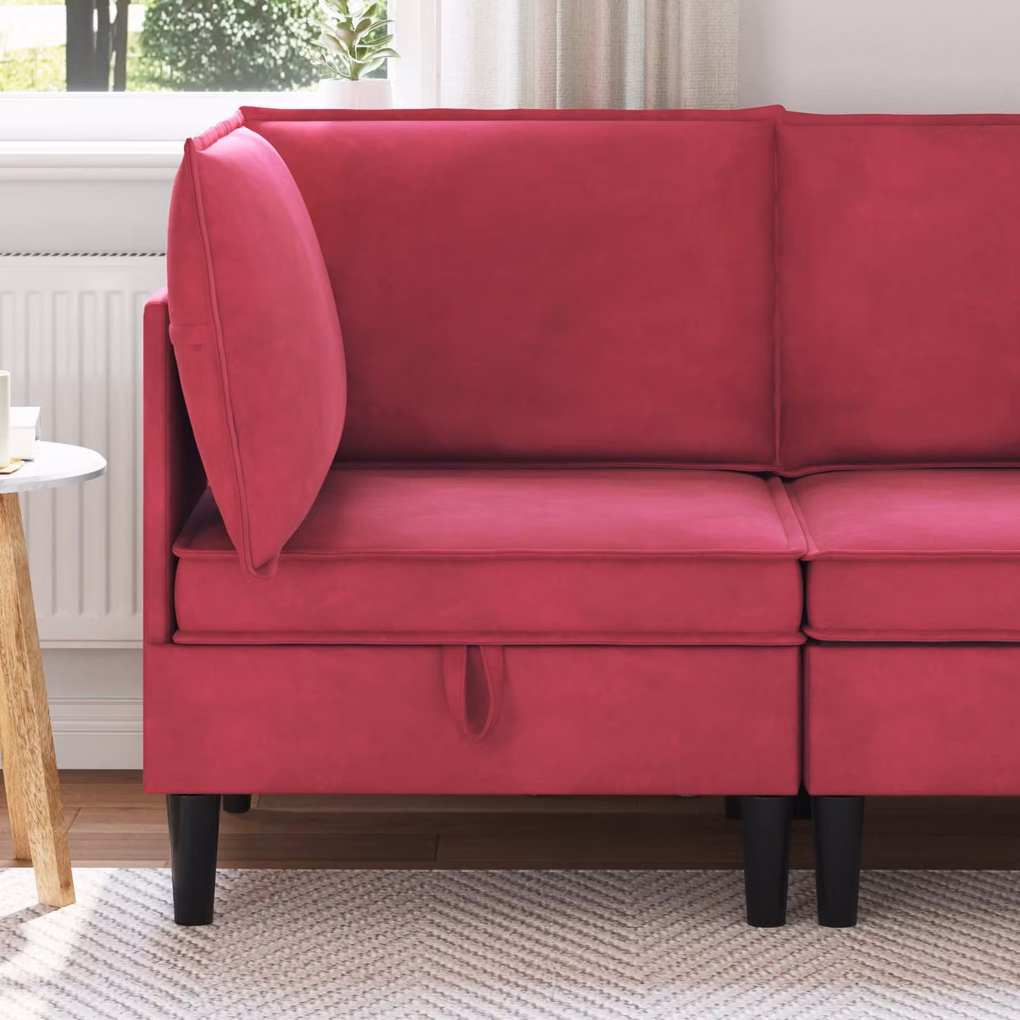 Divano moderno vidaXL con contenitore in velluto rosso vino