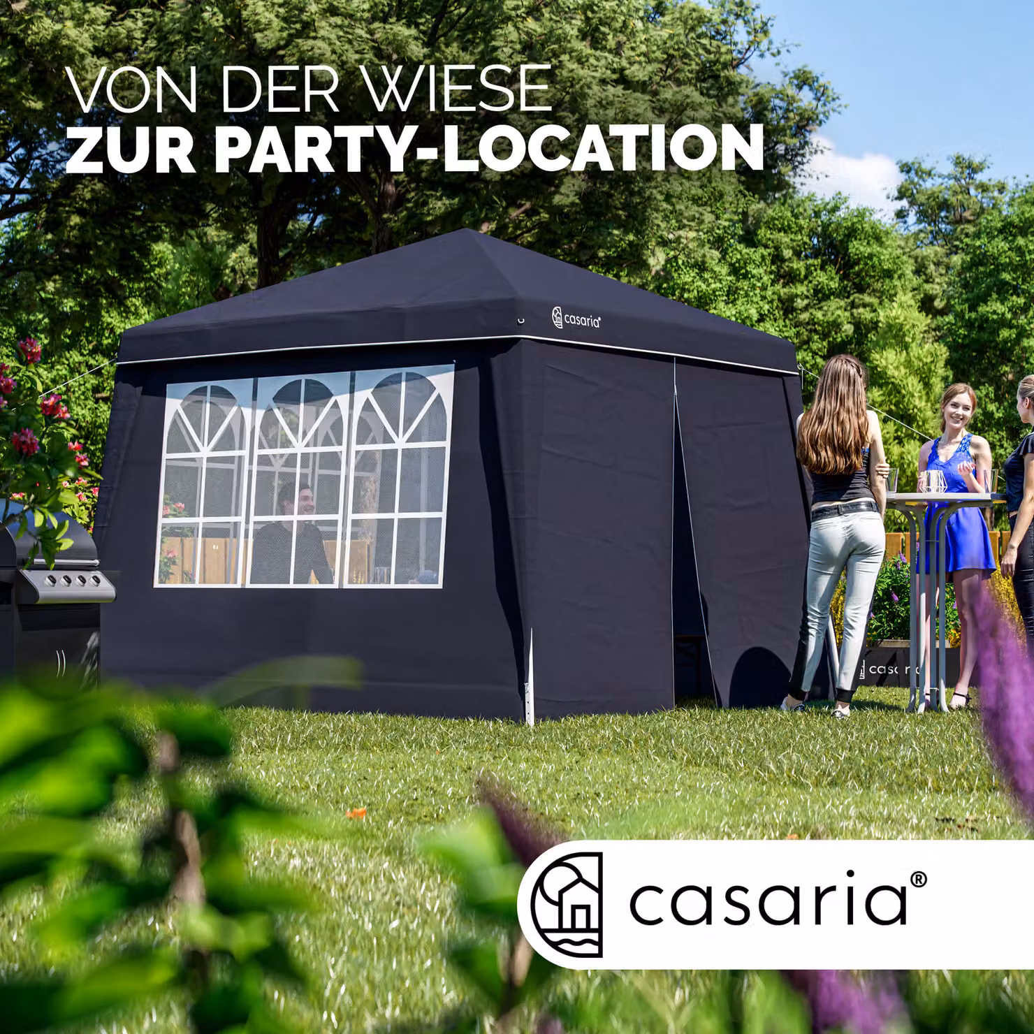 Gazebo pieghevole Capri Casaria® antracite con 4 pareti laterali L: 300 cm, P: 300 cm, H: 250 cm – 3