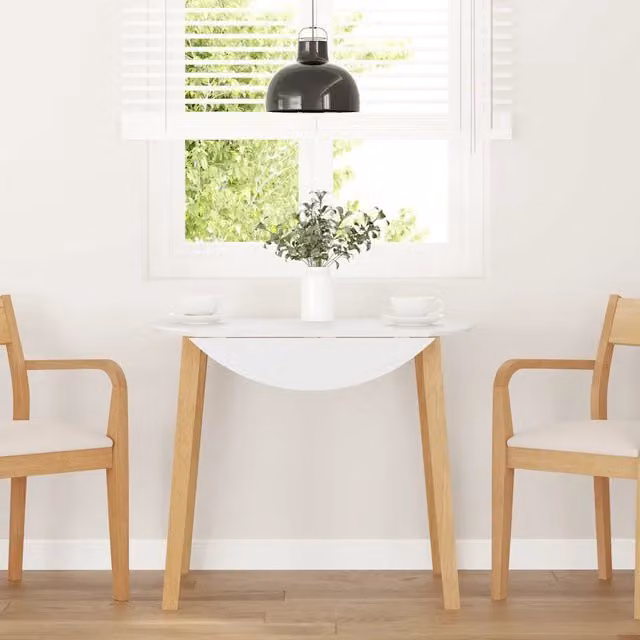 Tavolo da Pranzo Rotondo con Piano Ribaltabile in Legno di Hevea Bianco vidaXL
