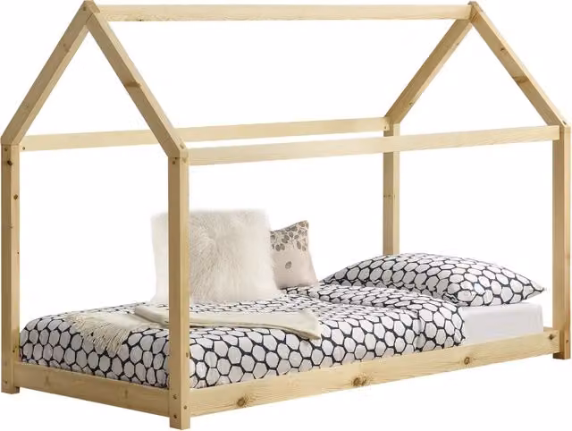 Letto per camerata a forma di casetta Netstal en.casa in legno di pino naturale L/P/H: 200 x 90 x 142 cm