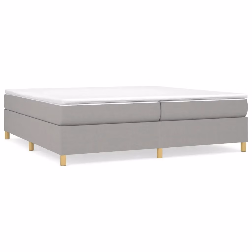 Letto Ibrido vidaXL con Giroletto a Molle e Materasso in Tessuto Grigio e Bianco L/P: 200 x 200 cm – 2