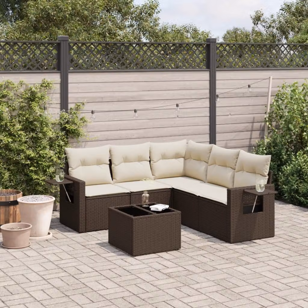 Maison Exclusive - Set Divano da Giardino 6 pz con Cuscini Marrone in Polyrattan