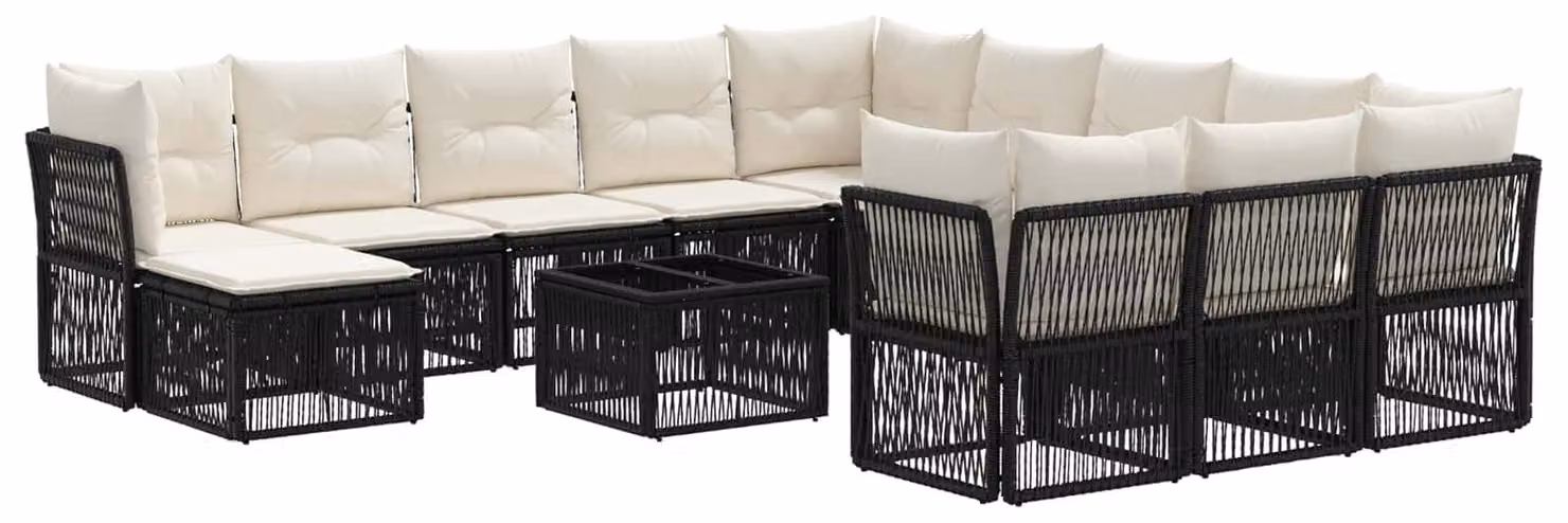 Set Divano da Giardino 13 pcs Nero polyrattan
