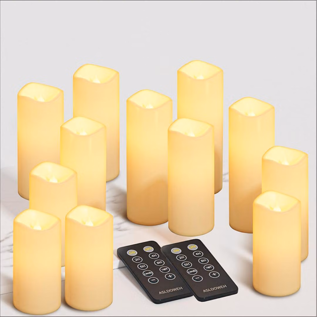 Livista® - Candele a LED con telecomando - 12 pezzi - 4 dimensioni diverse - 2 telecomandi - effetto fiamma -