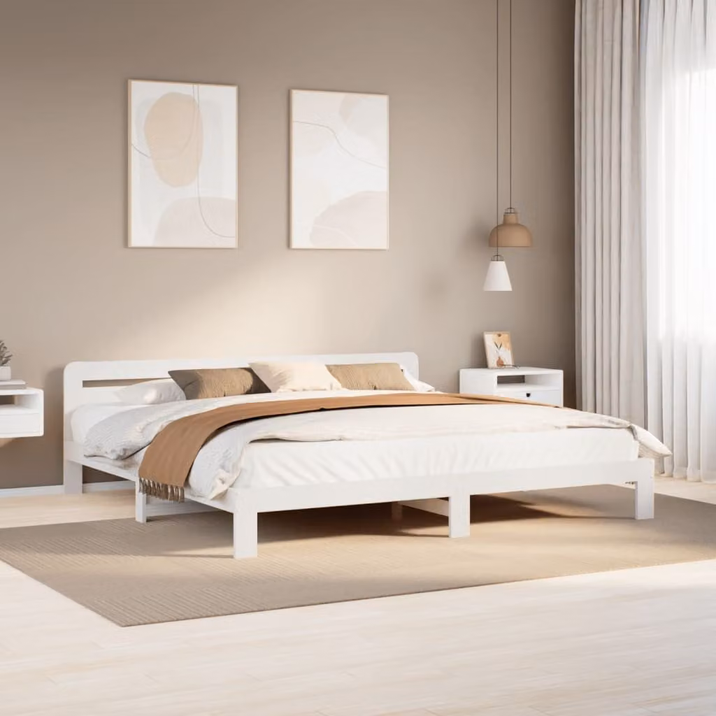 vidaXL Giroletto in Legno Massello di Pino Bianco con Doghe Rigide 200x200 cm – 1