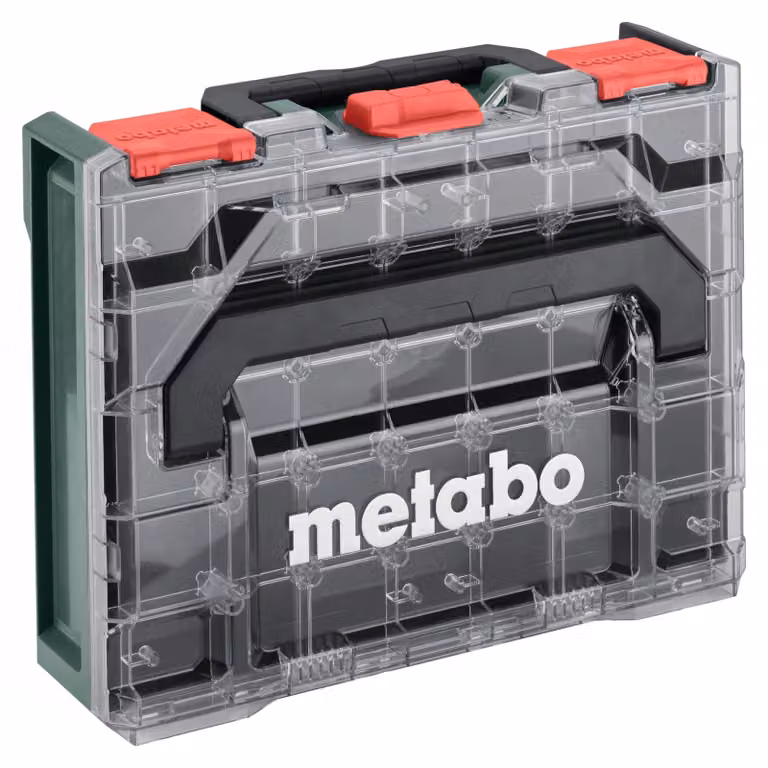 Organizer Metabo metaBOX 100 S con 15 scomparti e coperchio trasparente