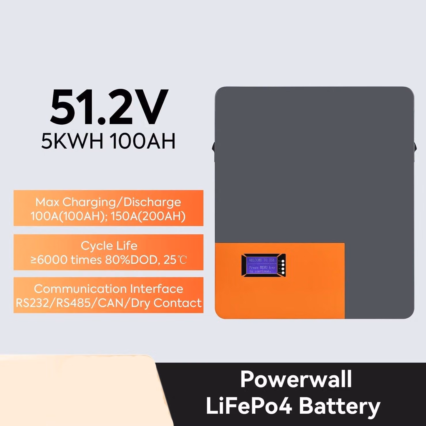 Batteria LiFePO4 Powerwall - Batteria al litio - Sistema di accumulo di energia - Batteria da 48V - 51,2V 100Ah