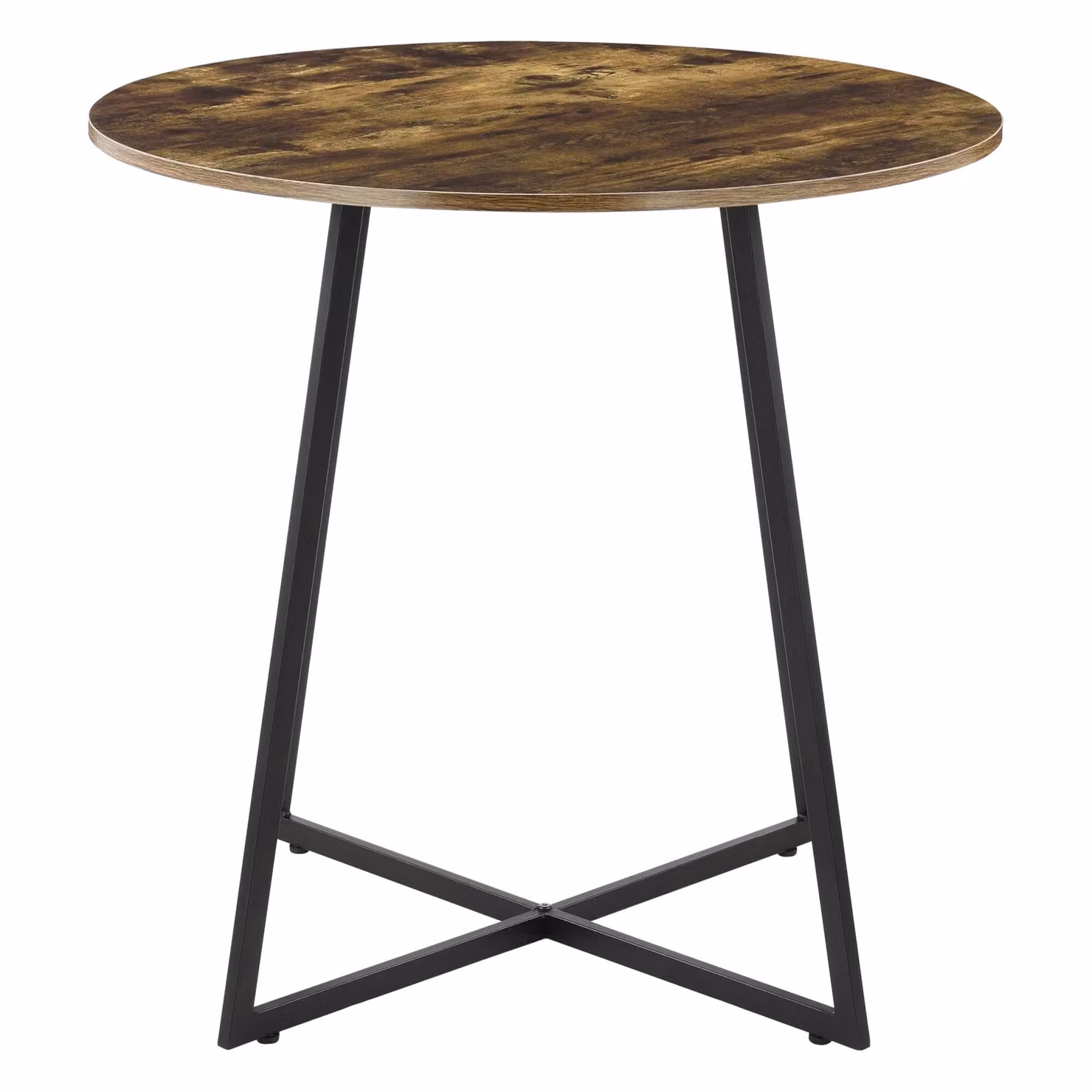 Tavolo da pranzo In And OutdoorMatch Jeremie - Rotondo - 78x80 cm - Colori nero e legno - MDF e acciaio - Design moderno