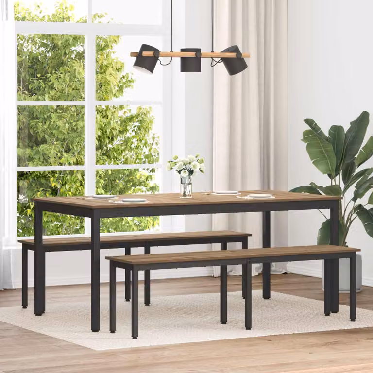 Panchina artigianale vidaXL in legno rovere marrone L: 160 cm, P: 35 cm, H: 45 cm
