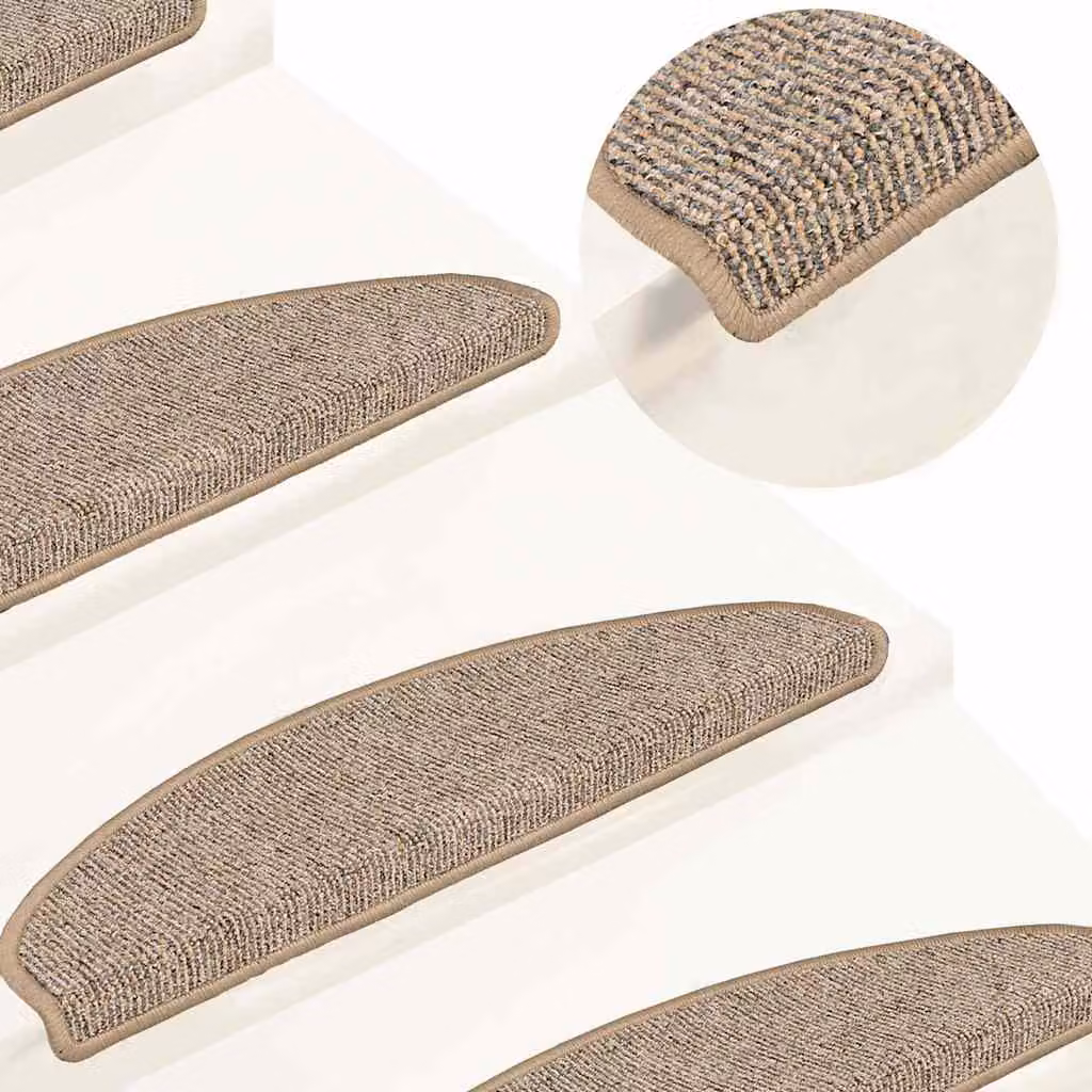 Set di 15 tappetini per scale semicircolari vidaXL, colore marrone, L: 65 cm, P: 21 cm, H: 5,5 cm, antiscivolo e fonoassorbenti