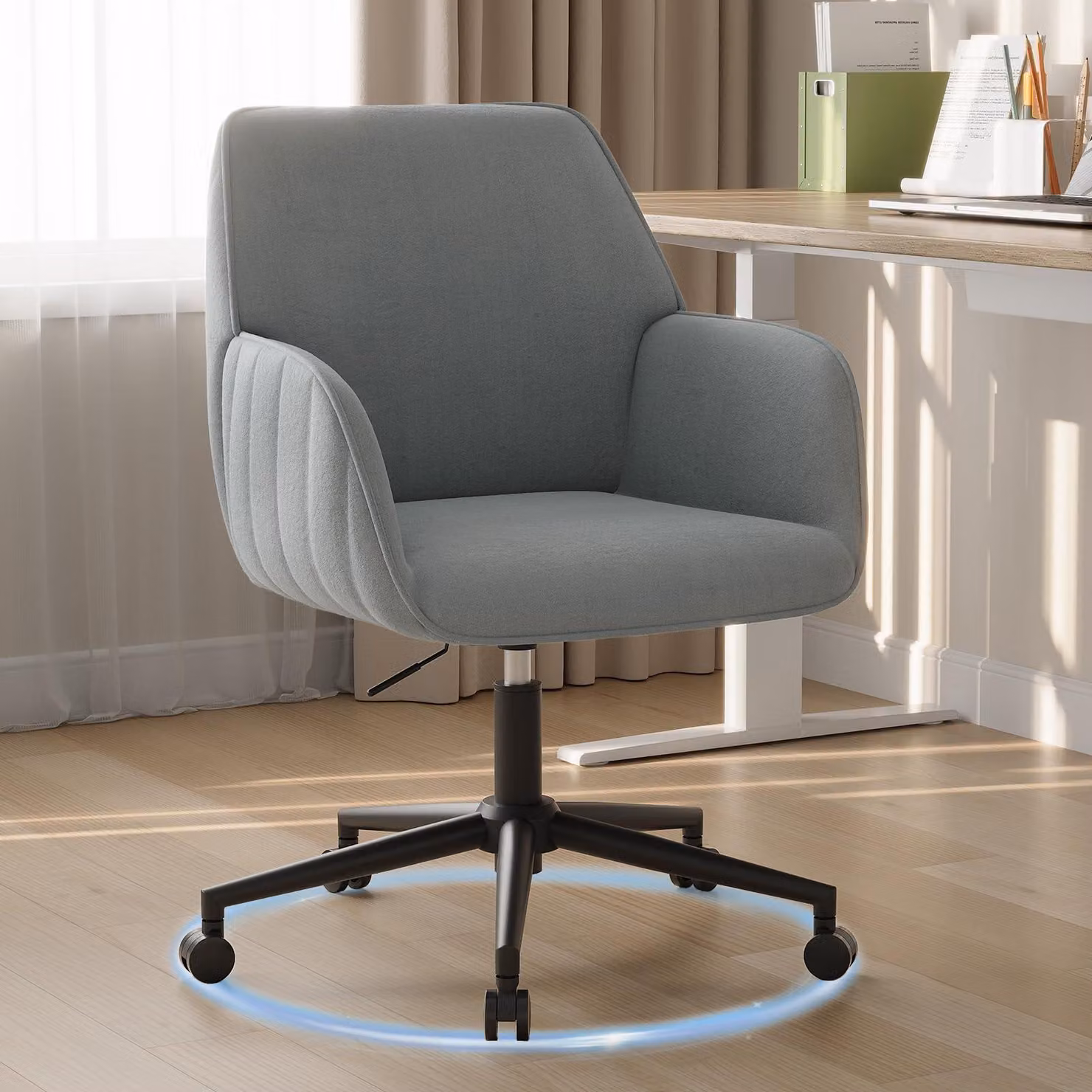Sedia da ufficio, ergonomica, in velluto, regolabile in altezza, ideale per l'ufficio domestico, portata massima 136 kg