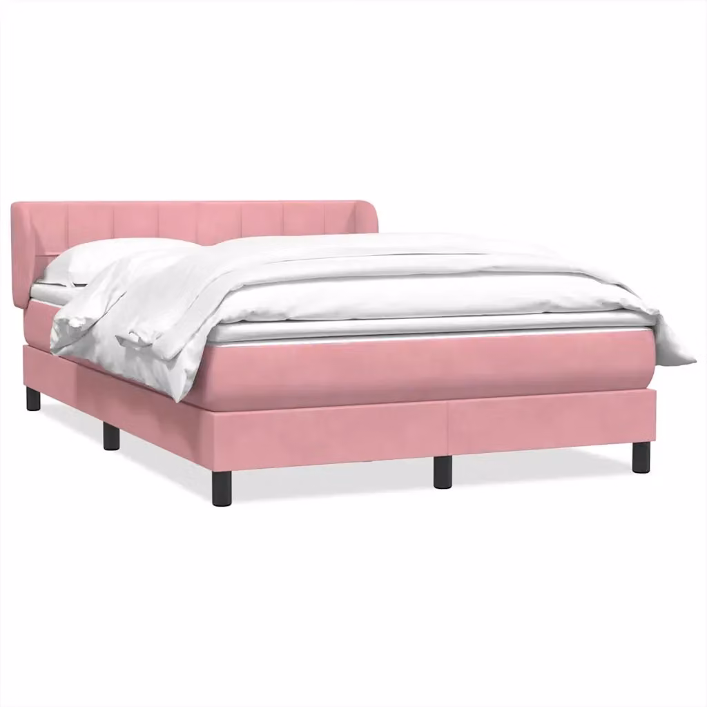 Letto Ibrido vidaXL con Struttura in Legno di Larice e Rivestimento in Velluto Rosa e Bianco L/P/H: 147 x 223 x 88 cm – 2