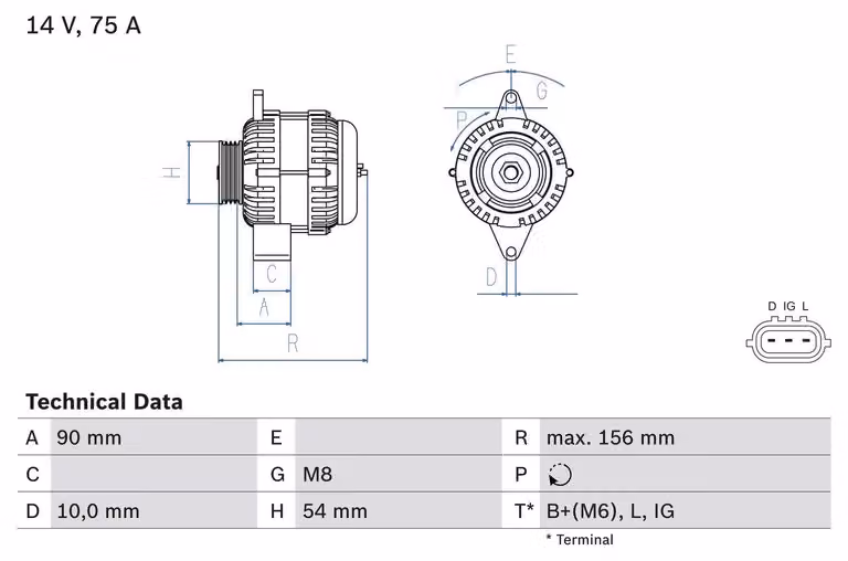 BOSCH 0 986 081 950 Alternatore x