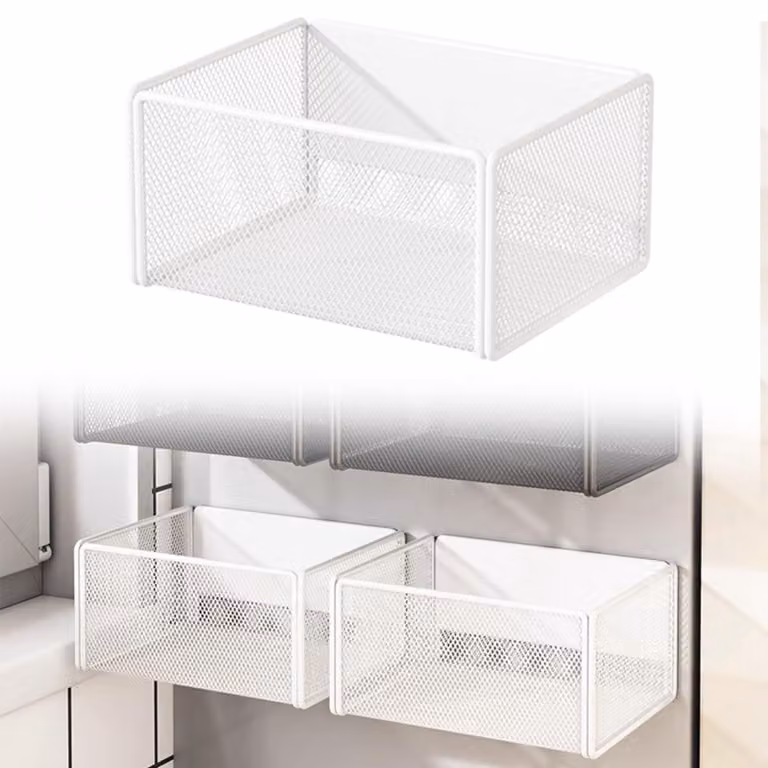 Omgoods - Portaoggetti magnetico - Organizzatore magnetico per la cucina - Cesto portaoggetti - Gancio in metallo - Facile da installare - Adatto per superfici magnetiche - Cesto portaoggetti magnetico