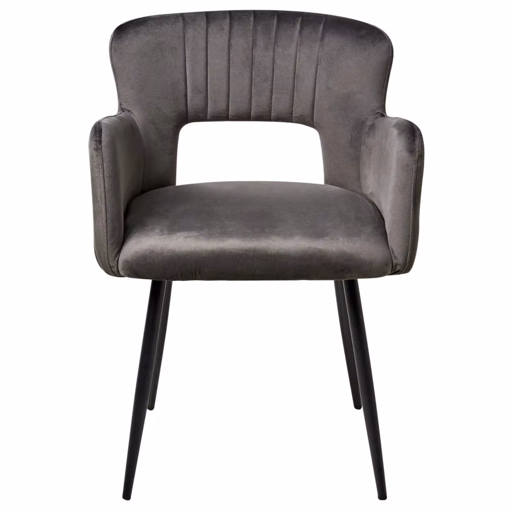 Set di 2 sedie da pranzo BELIANI in velluto grigio con braccioli e gambe in metallo in stile moderno industriale – 2