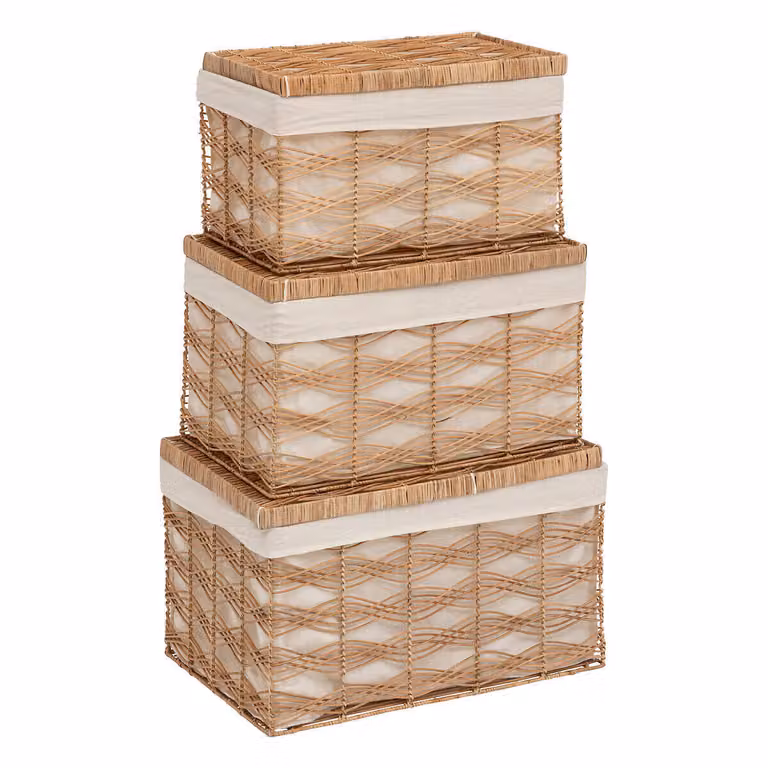 Scatole portaoggetti intrecciate ROSY, set di 3 pezzi