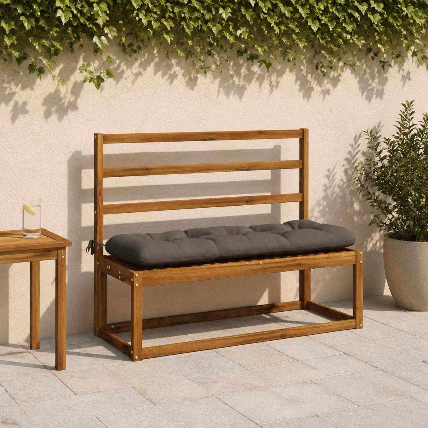 Set di 2 cuscini per panchina vidaXL VIANEN in poliestere grigio con rivestimento lavabile e resistente ai raggi UV