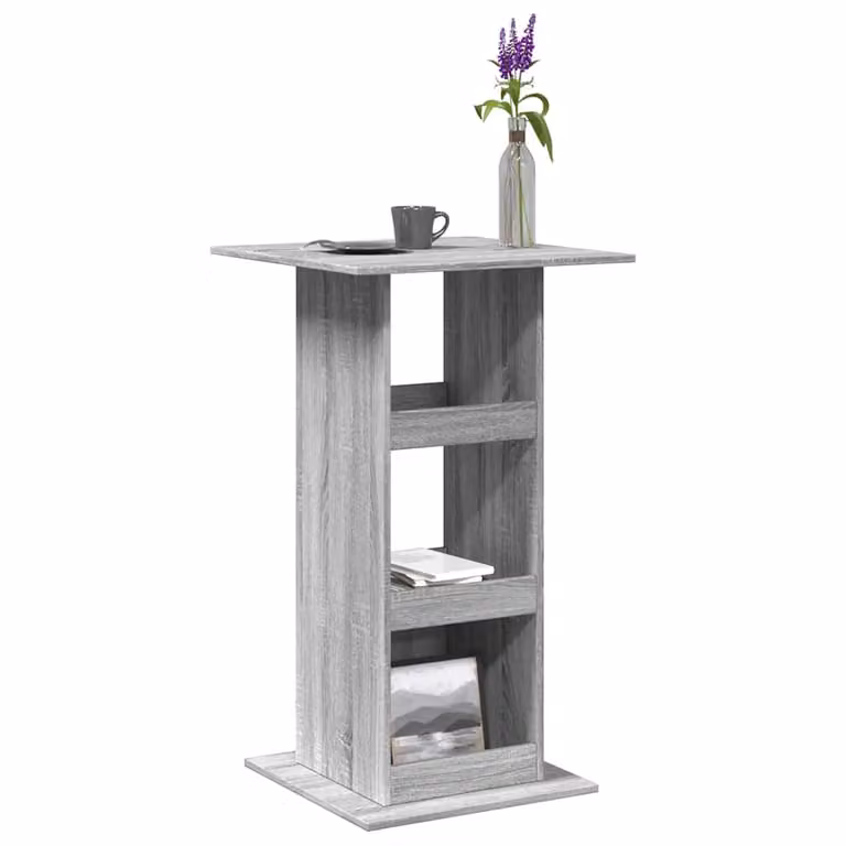 vidaXL Tavolo Bar con Portaoggetti Grigio Sonoma, L/P/H: 60 x 60 x 102 cm