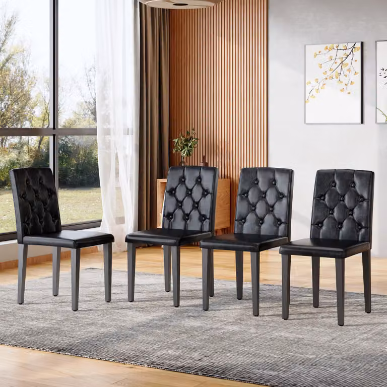 Set di 4 sedie da pranzo, stile lussuoso e leggero, gambe in metallo, versatile e combinabile (colore: nero)