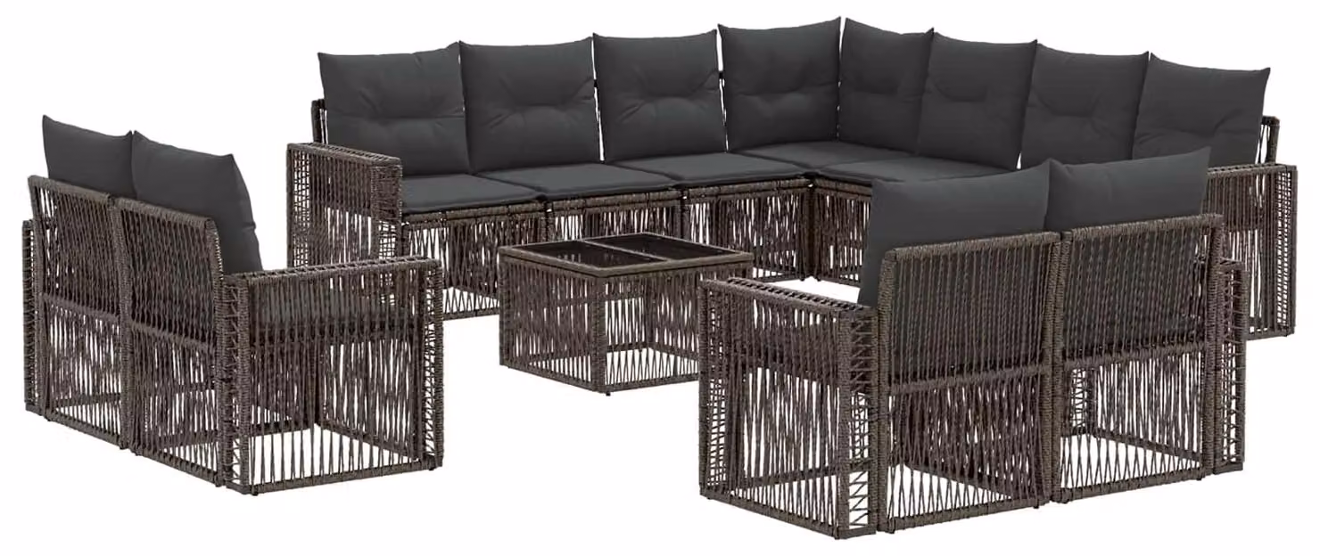 Set Divano da Giardino 12 pcs Grigio e Grigio Scuro polyrattan