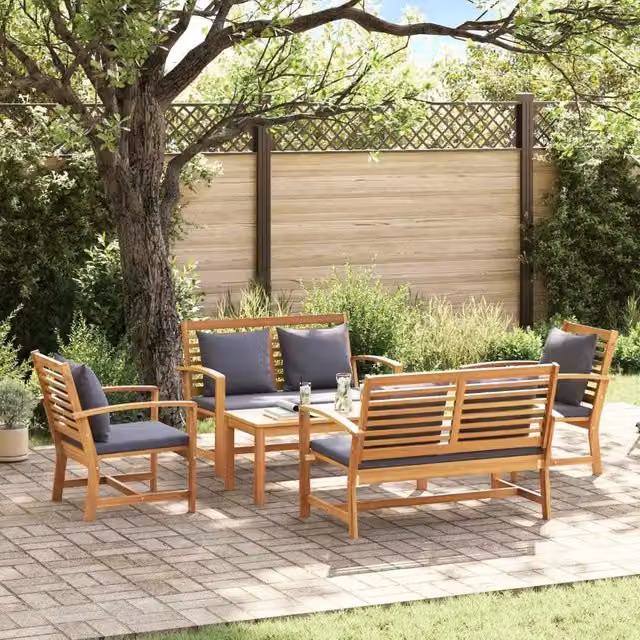 Set Divano da Giardino 5 pz Naturale Legno di teak solido 3356860