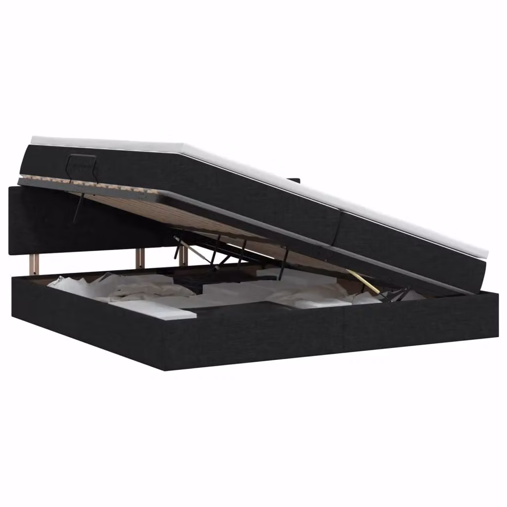 Letto con contenitore e materasso vidaXL in velluto nero L/P: 200 x 200 cm – 2