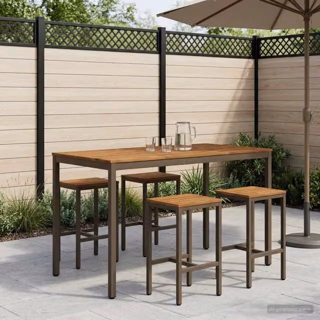 Tavolo da bar da giardino vidaXL in legno di acacia color marrone stile rustico L: 90 cm, P: 60 cm, H: 105 cm