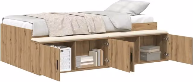 Letto singolo | Letto per adulti | Struttura del letto con cassetto Rovere artigianale 90 x 190 cm