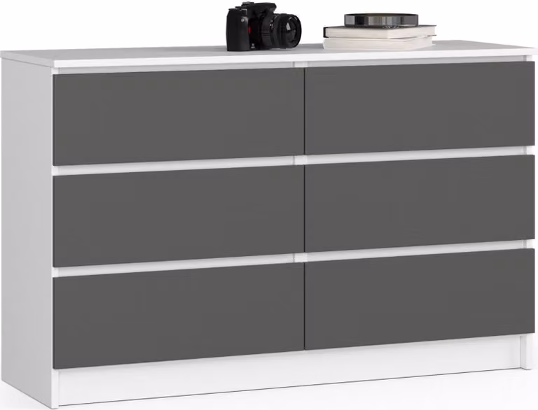 Comò K120 6 cassetti bianco grigio grafite