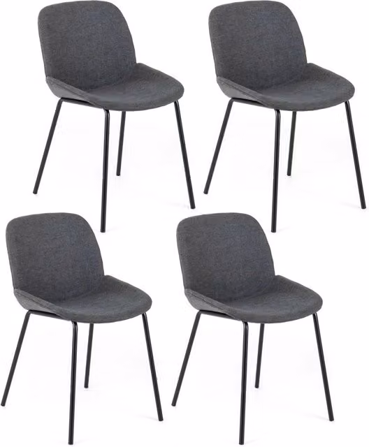 Set 4 Sedie 57x46xH80 cm in Tessuto Eva Grigio Scuro
