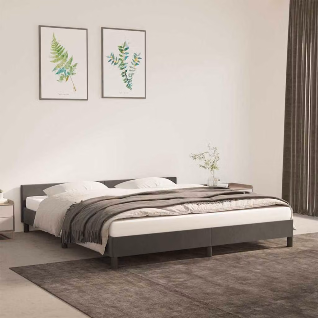 vidaXL Giroletto imbottito in velluto grigio senza materasso L/P: 180 x 200 cm