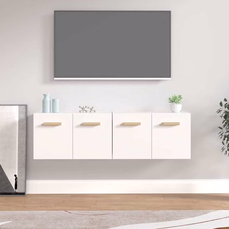 Set di 2 mobili da parete vidaXL bianchi in legno e MDF con ante a battente, L 60 cm x P 36,5 cm x H 35 cm