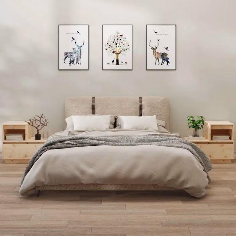 Set di 2 comodini vidaXL in legno massello di pino non trattato, L/P/H: 60 x 34 x 51 cm